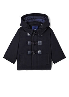 Шерстяное пальто для маленьких мальчиков темно-синего цвета duffle Jacadi Paris
