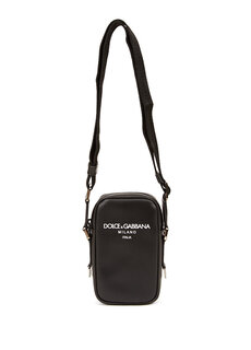 Черная мужская кожаная сумка с логотипом Dolce&amp;Gabbana