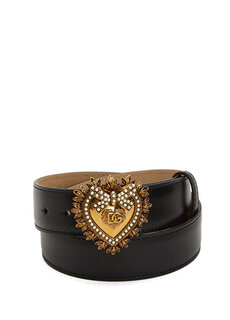 Черный женский кожаный ремень Dolce&amp;Gabbana
