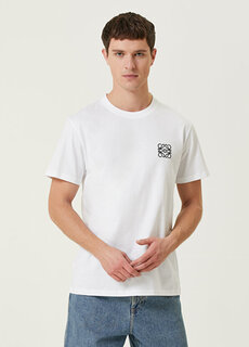 Белая футболка с вышитым логотипом Loewe