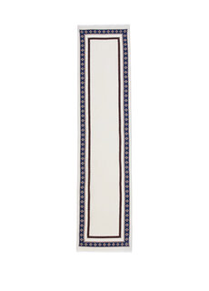 Мужской шерстяной шарф с геометрическим узором на белом крае Kiton