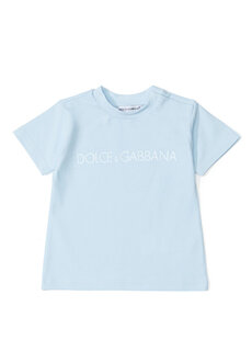 Футболка для мальчика с синим логотипом Dolce&amp;Gabbana