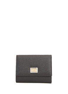 Женский кожаный кошелек с черным логотипом Dolce&amp;Gabbana