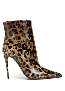 Женские кожаные ботинки с леопардовым узором Dolce&amp;Gabbana