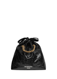 Черная женская кожаная сумка crush на шнурке Balenciaga