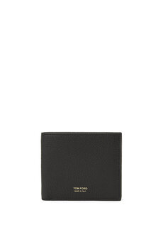 Мужской кожаный кошелек с черным логотипом Tom Ford