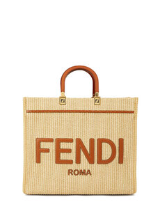 Женская сумка sunshine с бежевым логотипом Fendi