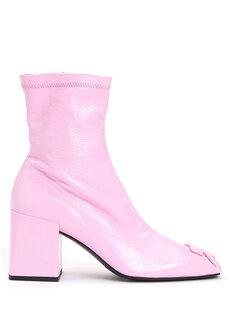 Женские кожаные ботинки с розовой пряжкой с логотипом Courreges