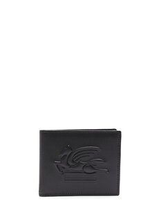 Мужской кожаный кошелек с черным логотипом Etro