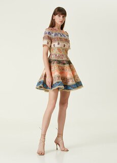 Льняное платье мини с узором пейсли Zimmermann
