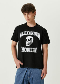 Черно-белая футболка с логотипом Alexander McQueen