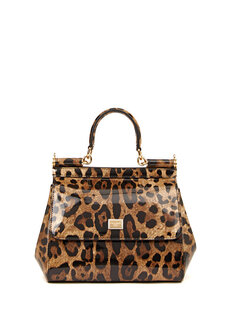 Женская кожаная сумка через плечо kim sicily среднего размера с леопардовым принтом Dolce&amp;Gabbana