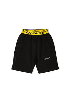 Черно-желтые шорты в полоску с логотипом для мальчика Off-White