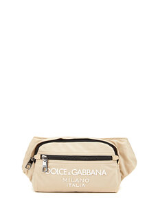 Бежевая мужская поясная сумка с логотипом Dolce&amp;Gabbana