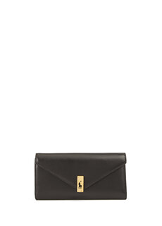 Женский кожаный кошелек с черным логотипом Polo Ralph Lauren