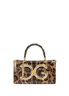 Женская кожаная сумка с леопардовым принтом Dolce&amp;Gabbana