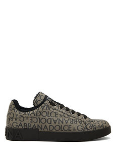 Мужские кроссовки portofino черно-коричневые с логотипом Dolce&amp;Gabbana