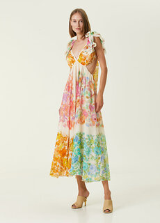 Платье миди raie с оборками и цветочным узором Zimmermann