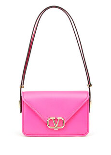 Розовая женская кожаная сумка через плечо с маленькой буквой Valentino Garavani