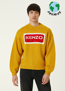 Желтый шерстяной жаккардовый свитер с логотипом Kenzo