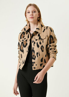 Жаккардовая куртка с леопардовым принтом цвета camel Beymen
