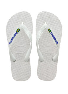 Белые мужские пляжные тапочки с логотипом brasil Havaianas