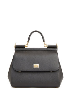 Черная женская кожаная сумка sicily Dolce&amp;Gabbana