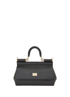 Маленькая черная женская кожаная сумка sicily Dolce&amp;Gabbana