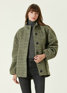 Зеленое пальто в шотландскую клетку American Vintage