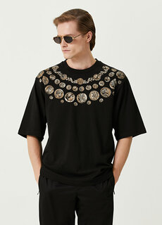 Черная коричневая футболка с фигурным рисунком Dolce&amp;Gabbana