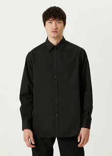 Черная рубашка с вышитым логотипом Valentino