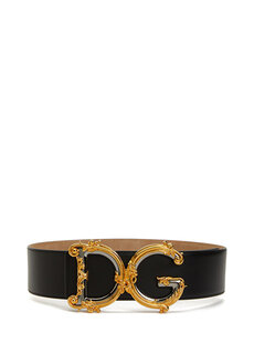 Женский кожаный ремень с черной пряжкой с логотипом Dolce&amp;Gabbana