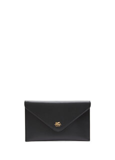 Женский кожаный кошелек с черным логотипом Etro