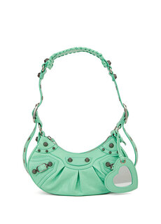Зеленая женская кожаная сумка на плечо xs le cagole Balenciaga