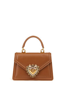 Маленькая коричневая женская кожаная сумка через плечо devotion Dolce&amp;Gabbana