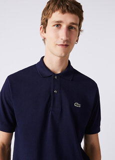 Мужская футболка-поло classic fit l.12.12 темно-синяя Lacoste
