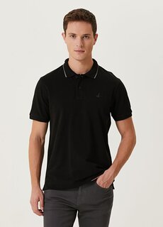 Черная футболка из пике приталенного кроя с воротником-поло Beymen