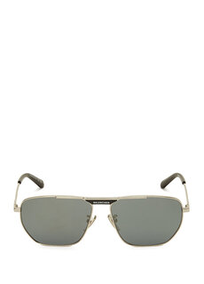 Серебряные мужские солнцезащитные очки прямоугольной формы Balenciaga