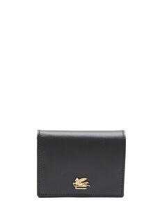 Женский кожаный кошелек с черным логотипом Etro
