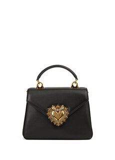 Женская кожаная сумка через плечо devotion с черным логотипом Dolce&amp;Gabbana