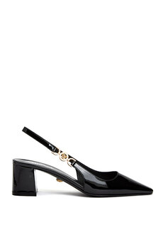 Черные кожаные туфли на каблуке с medusa Versace