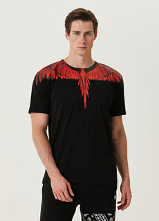 Красно-черная футболка с принтом «крылья» Marcelo Burlon