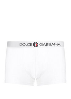 Белые боксеры с лентой с логотипом на талии Dolce&amp;Gabbana