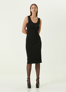 Черное платье-миди с логотипом Dolce&amp;Gabbana