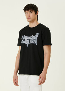 Черная футболка с принтом скелетов и логотипом Alexander McQueen