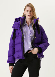 Пурпурное пуховое пальто с капюшоном Beymen
