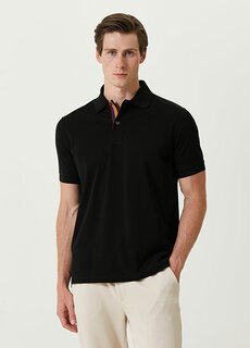 Черная футболка с воротником-поло и полосками Paul Smith