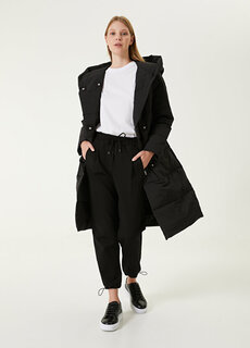 Черное стеганое пальто с капюшоном Beymen