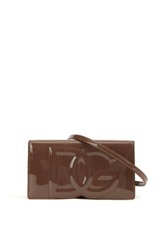 Женская кожаная сумка с коричневым логотипом Dolce&amp;Gabbana