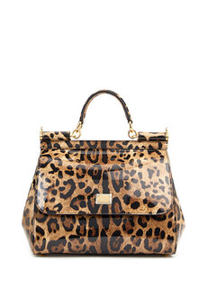 Женская сумка через плечо sicily среднего размера с леопардовым узором Dolce&amp;Gabbana